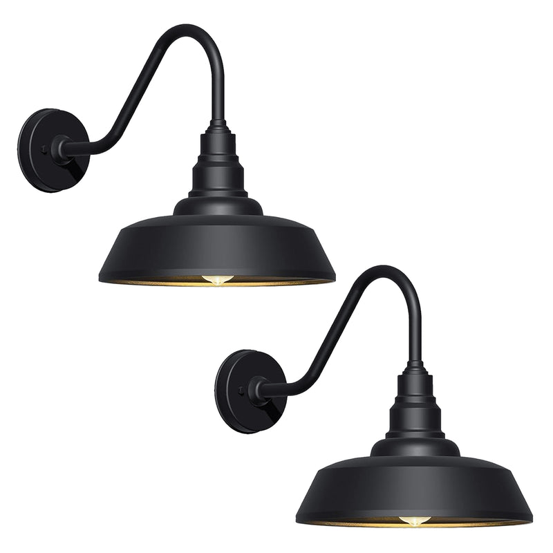 2 pack Dusk to Dawn Barn Light Large Size. Outdoor Waterproof Gooseneck Barn Light