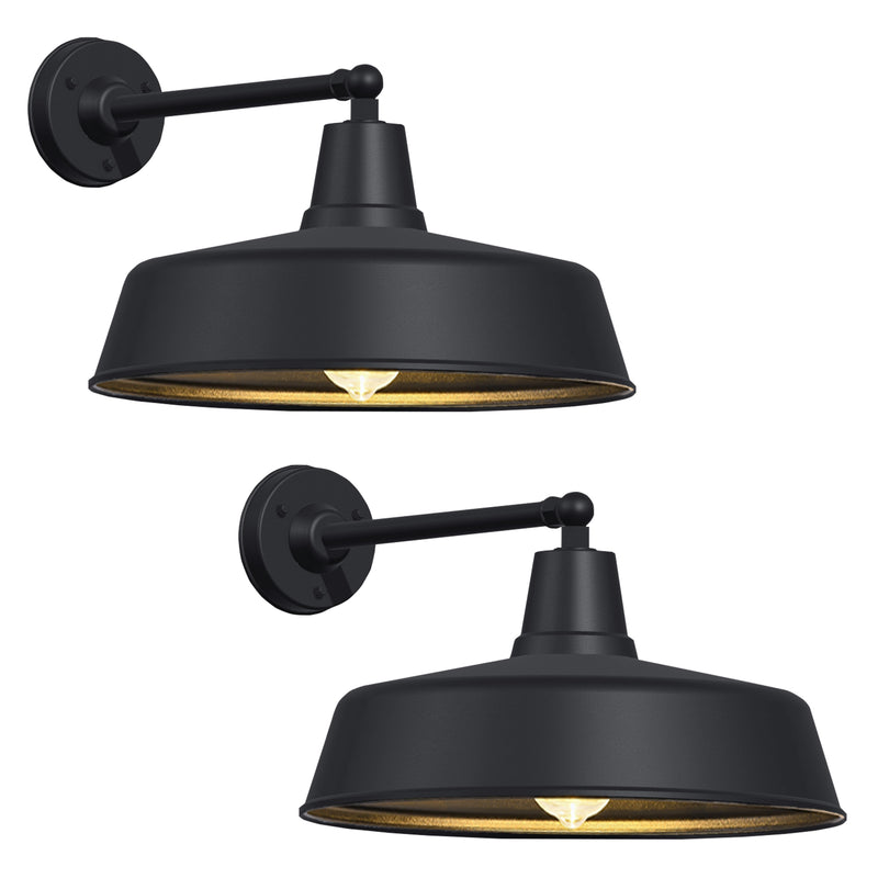 2-Pack Outdoor Wall Lights – Modern Farmhouse Straight Arm Barn Sconces