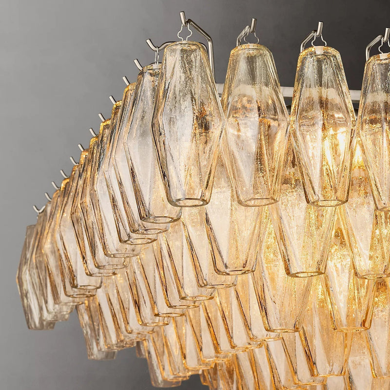 Chiara Glass Multi-Tier Rectangular Chandelier 54"W - Franing