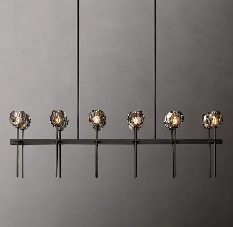 Boule Cristal Double Linear Chandelier 60" - Franing