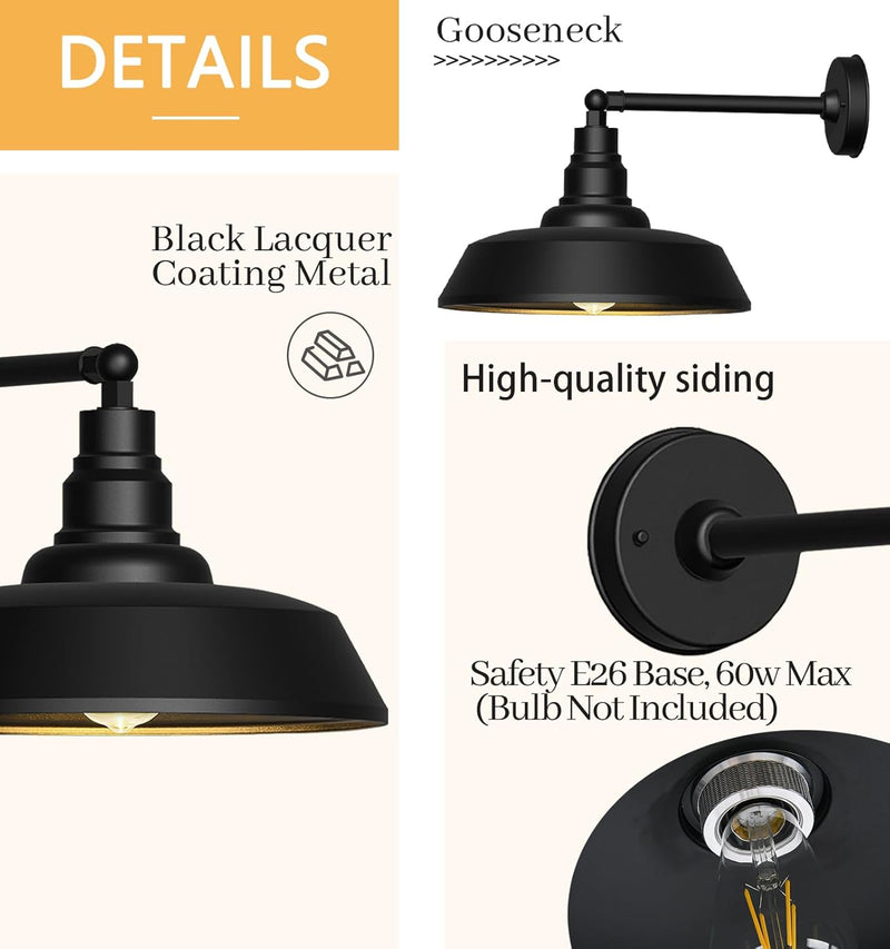 Premium Outdoor Barn Light – Straight Arm Farmhouse Wall Sconce for Patio. Garage. or Entryway