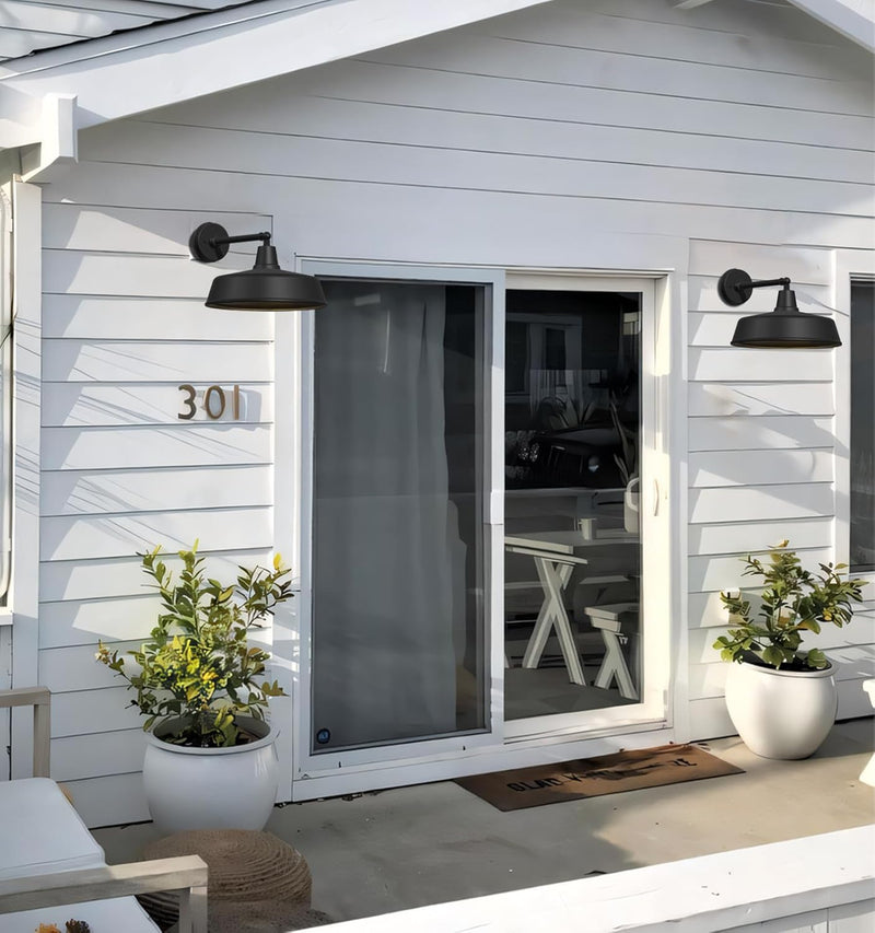 2-Pack Outdoor Wall Lights – Modern Farmhouse Straight Arm Barn Sconces