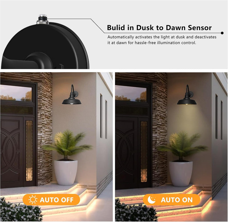 Dusk to Dawn Barn Light Large Size.Outdoor Waterproof Gooseneck Barn Light