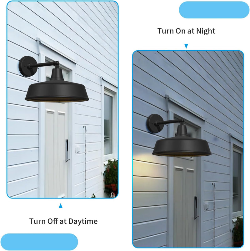 2-Pack Outdoor Wall Lights – Modern Farmhouse Straight Arm Barn Sconces