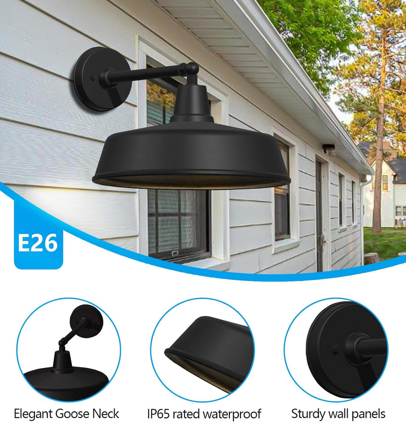 2-Pack Outdoor Wall Lights – Modern Farmhouse Straight Arm Barn Sconces