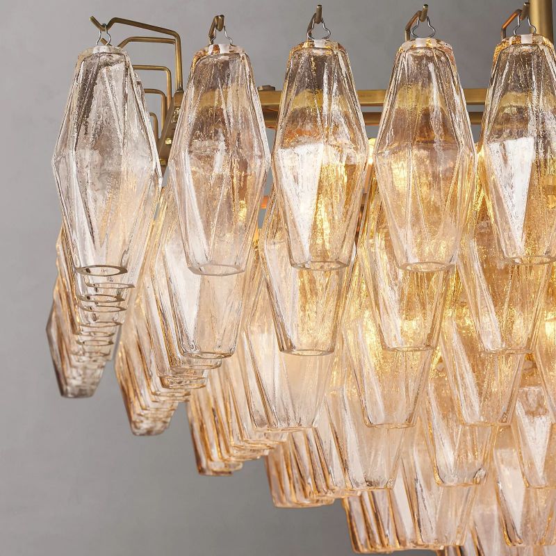 Chiara Glass Multi-Tier Rectangular Chandelier 54"W - Franing