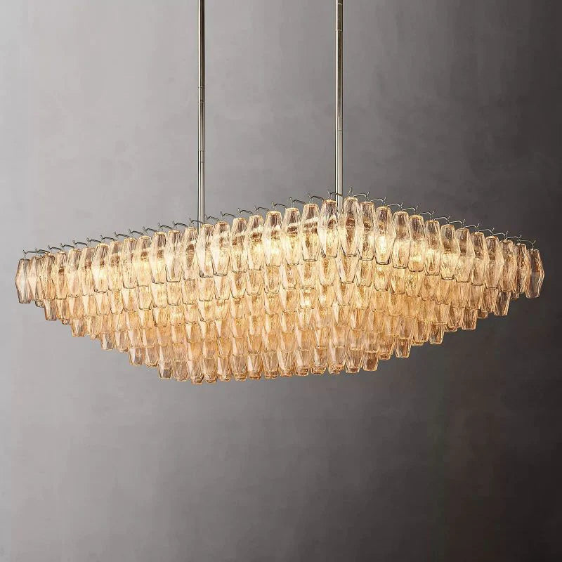Chiara Glass Multi-Tier Rectangular Chandelier 54"W - Franing