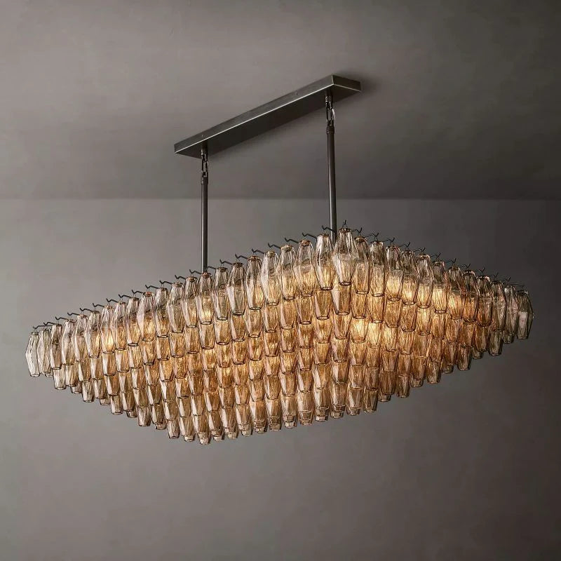 Chiara Glass Multi-Tier Rectangular Chandelier 54"W - Franing