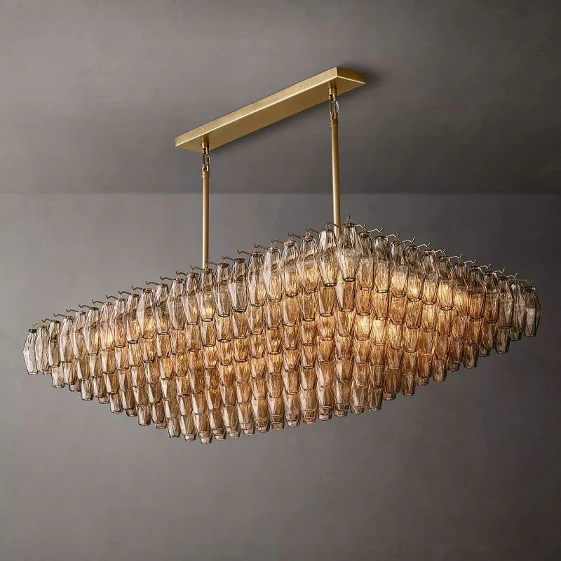 Chiara Glass Multi-Tier Rectangular Chandelier 54"W - Franing