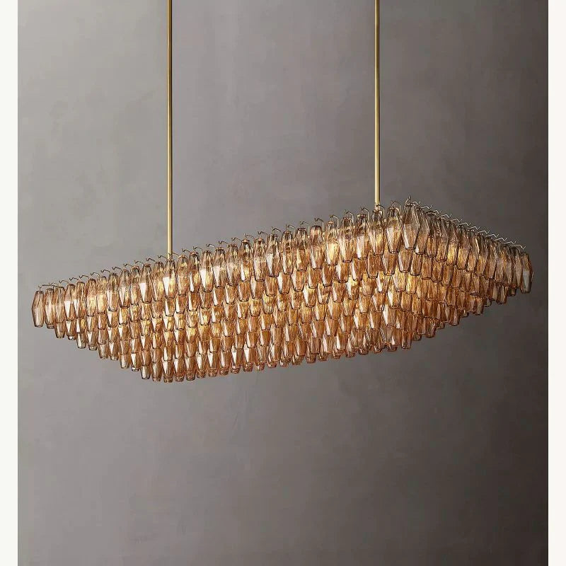 Chiara Glass Tiered Rectangular Chandelier 74" - Franing