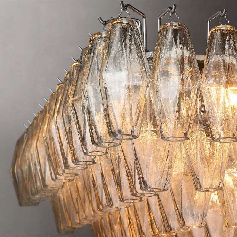 Chiara Glass Tiered Rectangular Chandelier 74" - Franing