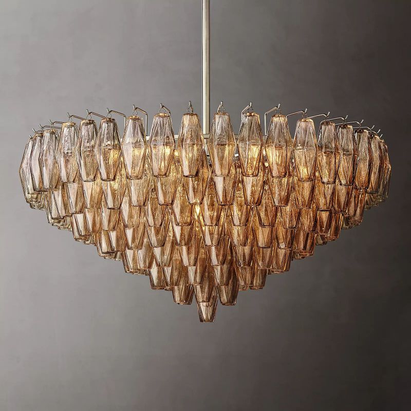 Chiara Smoke Glass Tiered Round Chandelier 37" - Franing