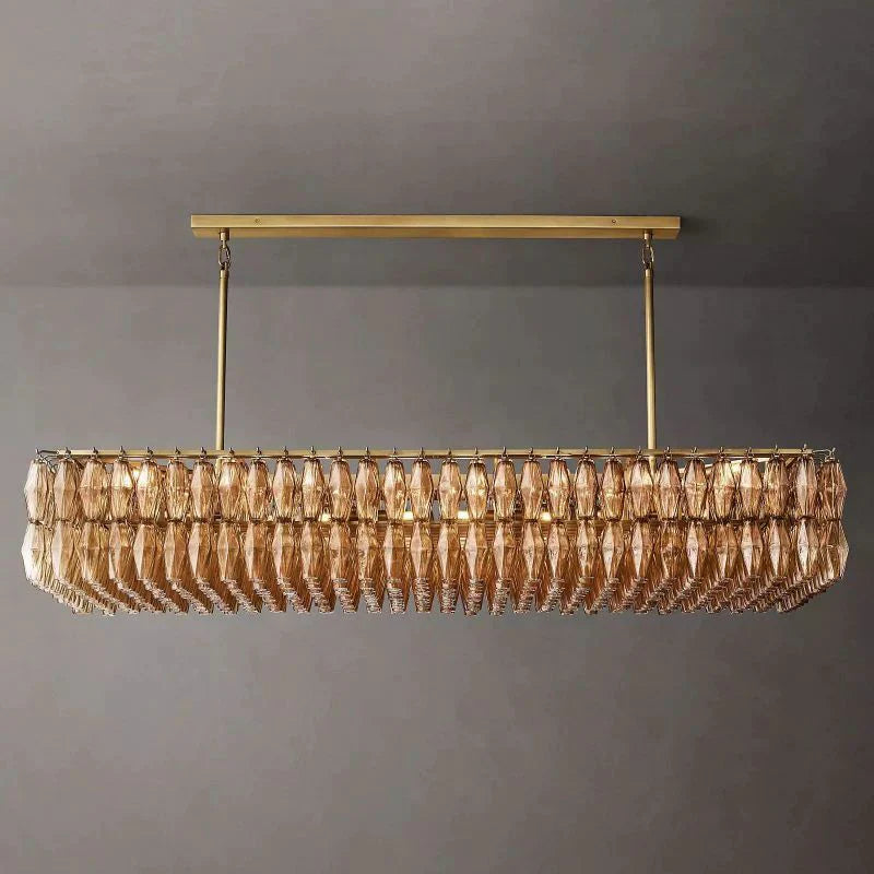 Chiara Smoke Glass Rectangular Chandelier 74" - Franing