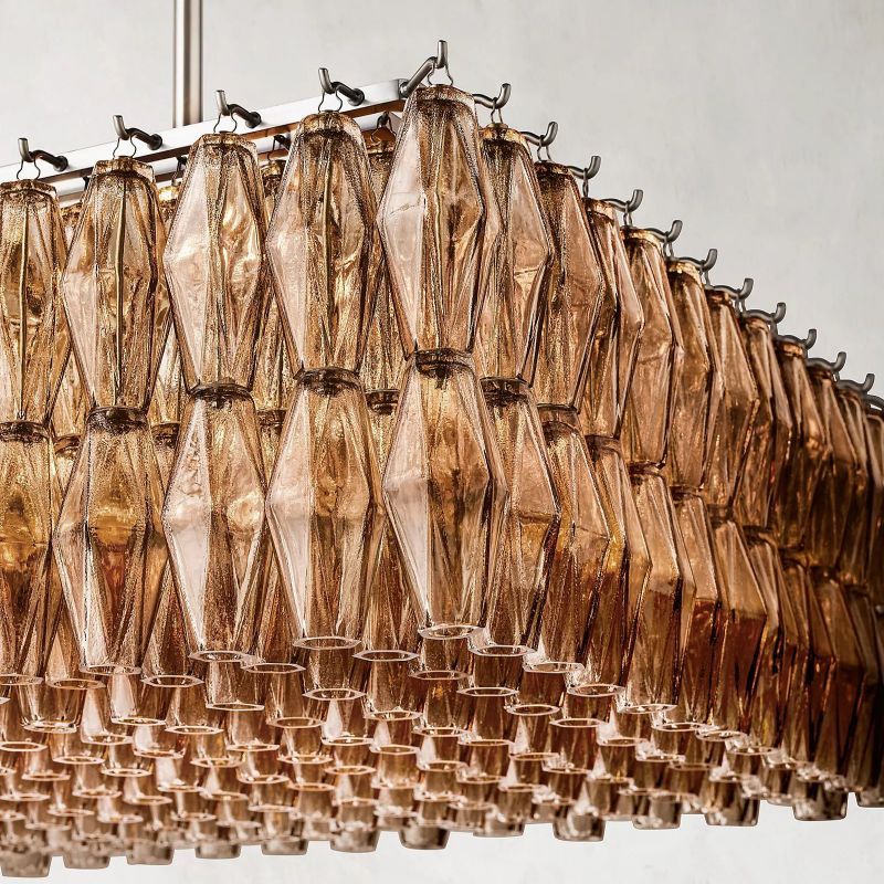 Chiara Smoke Glass Rectangular Chandelier 74" - Franing