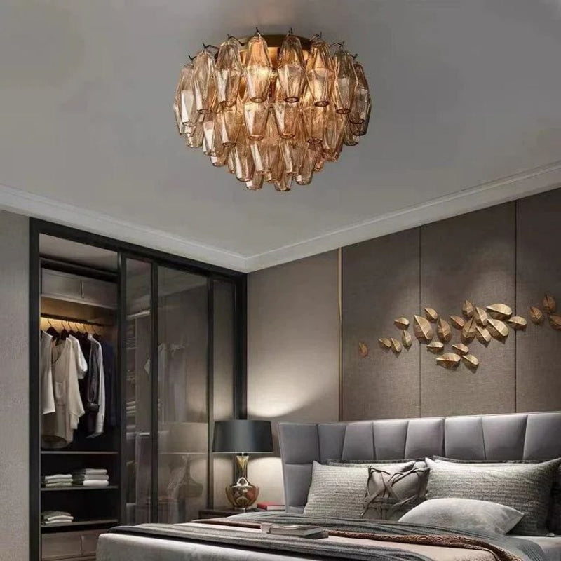 Franing Ceiling,SHOP ALL,glass chandelier,Chandelier Chiaray Smoke Glass Flushmount 17"