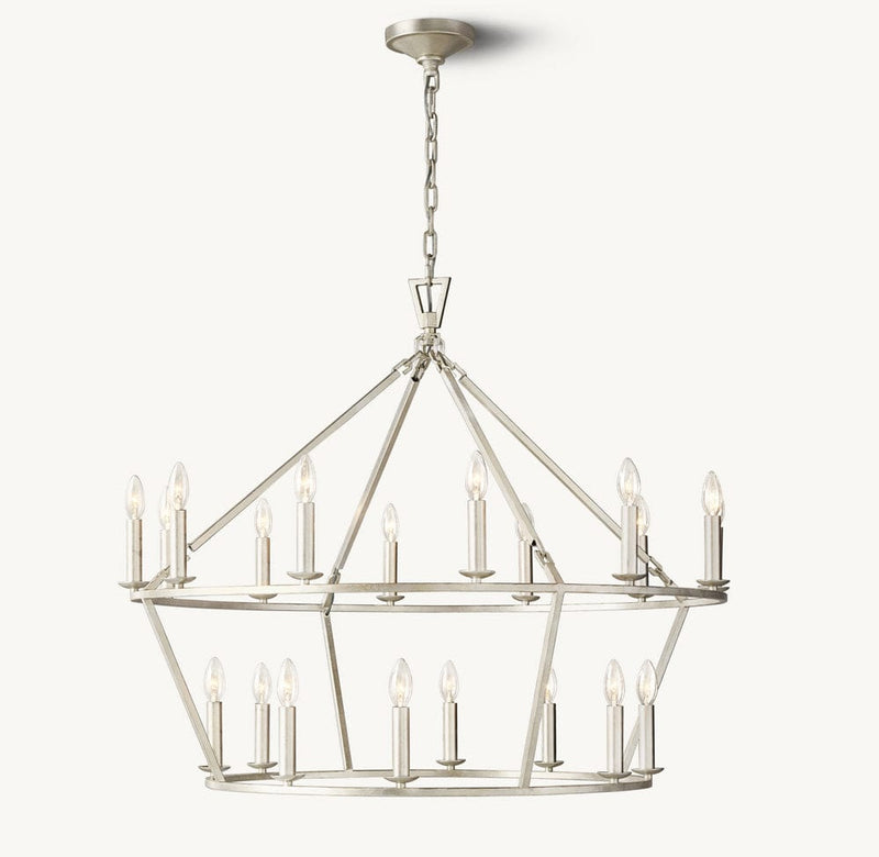 Franing Chandelier,SHOP ALL,metal chandelier,Farmhouse 19TH C. ENGLISH OPENWORK TWO-TIER ROUND CHANDELIER 40"