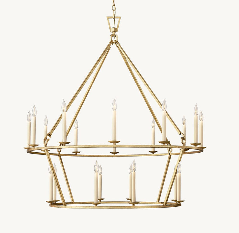 Franing Chandelier,SHOP ALL,metal chandelier,Farmhouse 19TH C. ENGLISH OPENWORK TWO-TIER ROUND CHANDELIER 50"