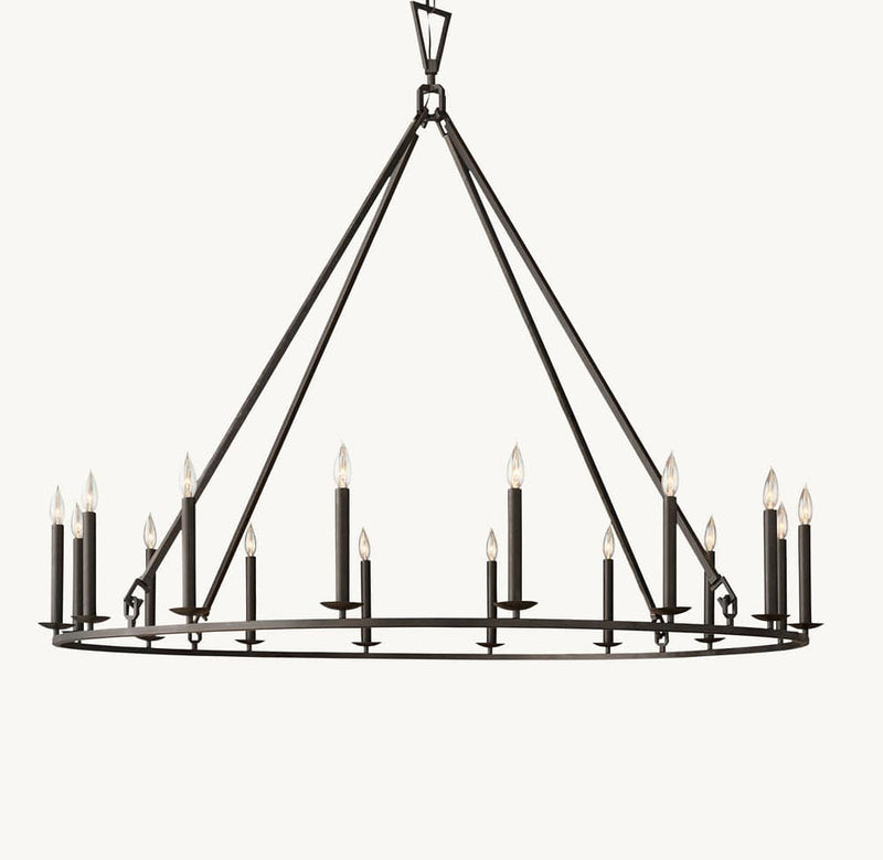 Franing Chandelier,SHOP ALL,metal chandelier,Farmhouse Black 19TH C. ENGLISH OPENWORK ROUND CHANDELIER 72"