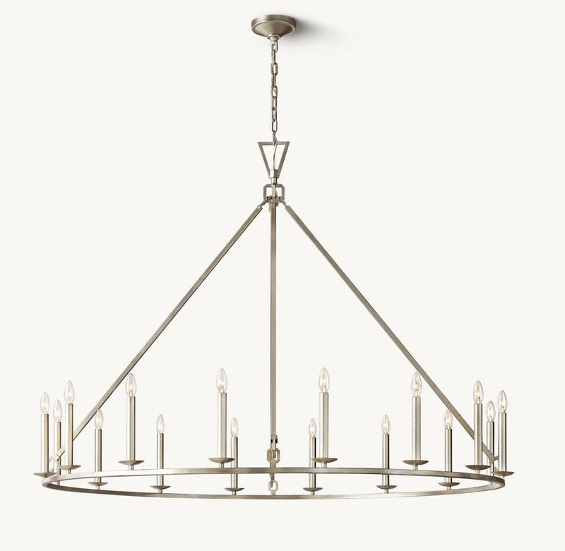 Franing Chandelier,SHOP ALL,metal chandelier,Farmhouse Burnished Silver Leaf 19TH C. ENGLISH OPENWORK ROUND CHANDELIER 60"