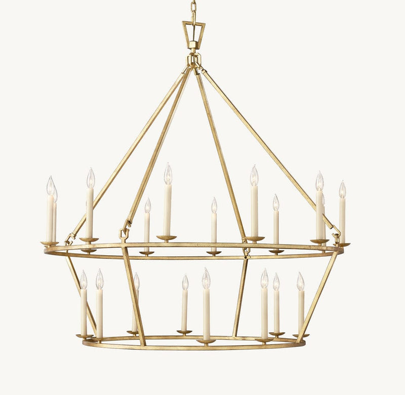 Franing Chandelier,SHOP ALL,metal chandelier,Farmhouse old brass 19TH C. ENGLISH OPENWORK TWO-TIER ROUND CHANDELIER 50"