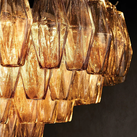 Chiara Glass Multi-Tier Square Chandelier 32"SQ - Franing