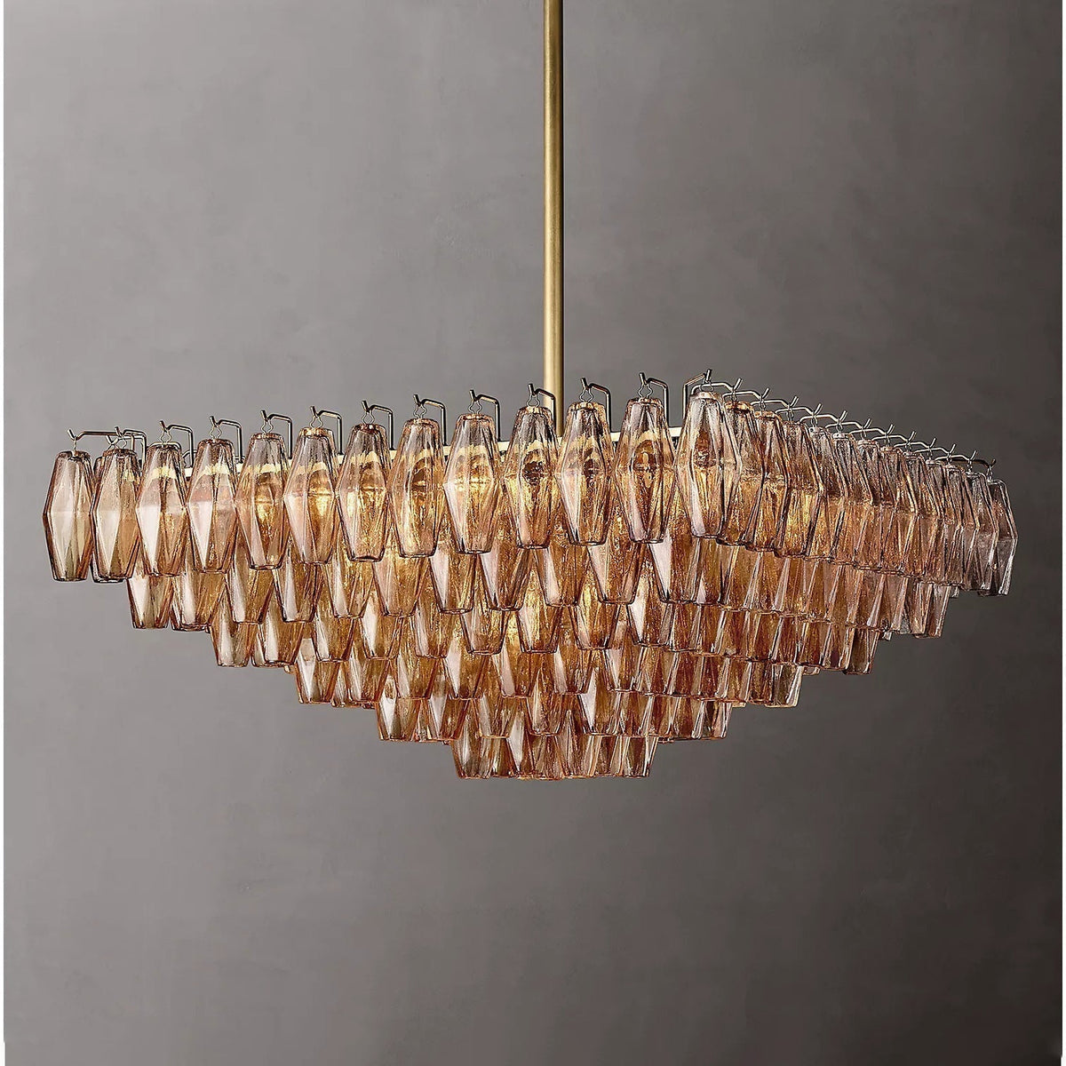 Chiara Glass Multi-Tier Square Chandelier 32"SQ - Franing