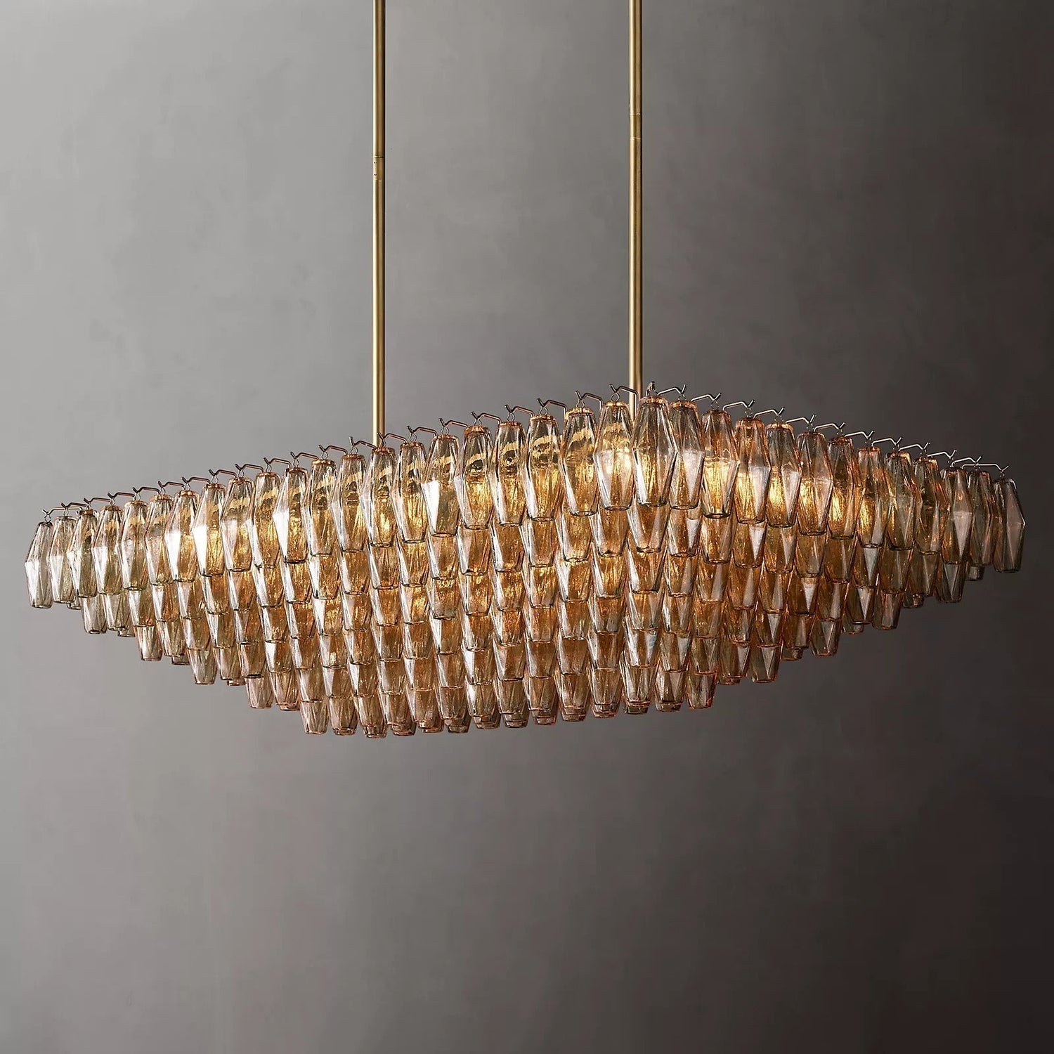 Chiara Glass Multi-Tier Rectangular Chandelier 54"W - Franing