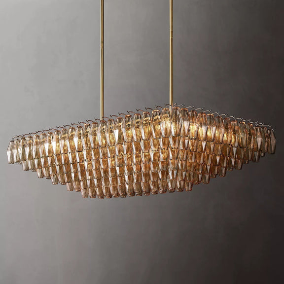 Chiara Glass Multi-Tier Rectangular Chandelier 54"W - Franing