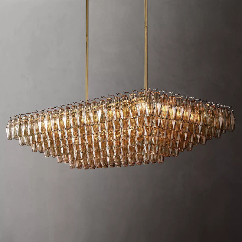 Chiara Glass Multi-Tier Rectangular Chandelier 54"W - Franing