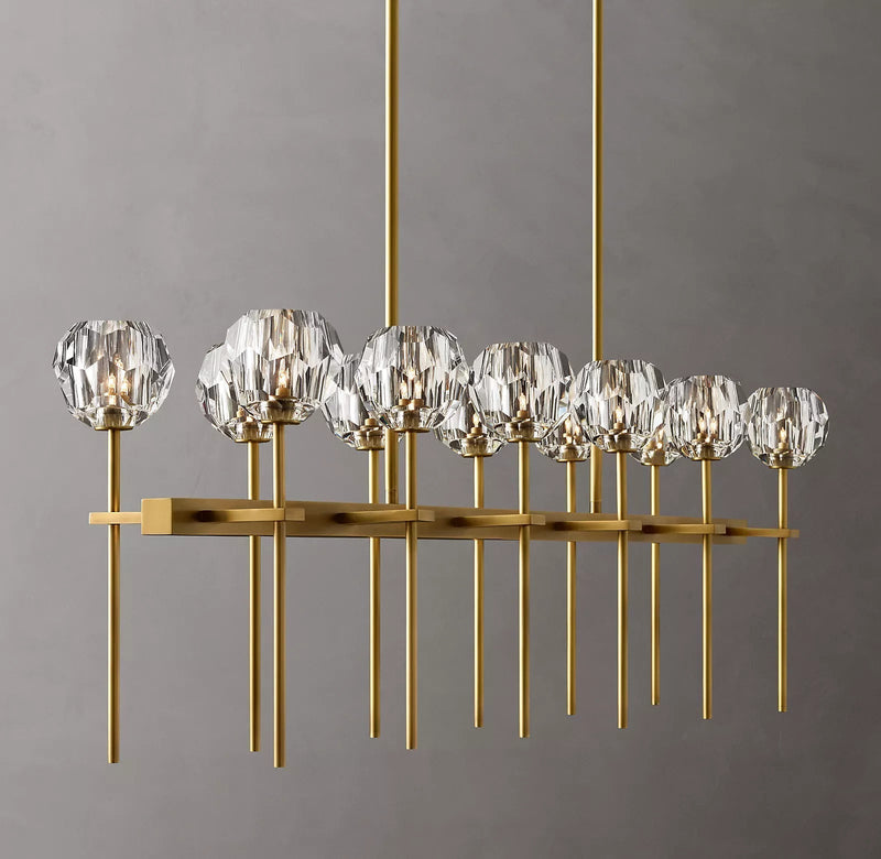 Boule Cristal Double Linear Chandelier 60" - Franing