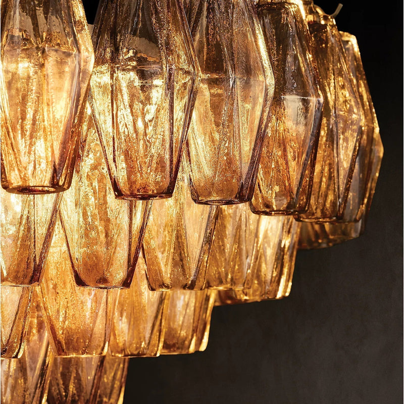 Chiara Glass Multi-Tier Rectangular Chandelier 54"W - Franing