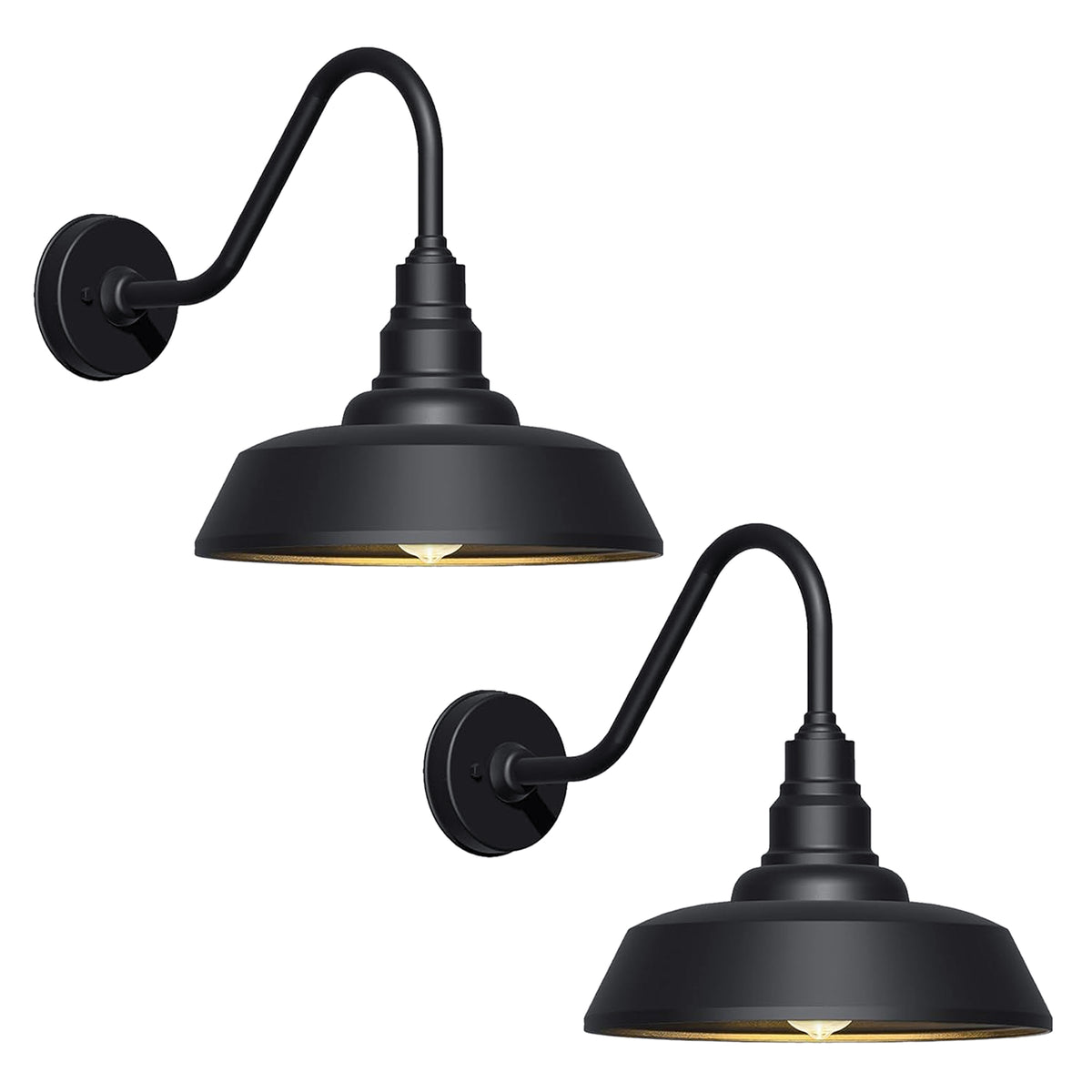 2 pack Dusk to Dawn Barn Light Large Size. Outdoor Waterproof Gooseneck Barn Light