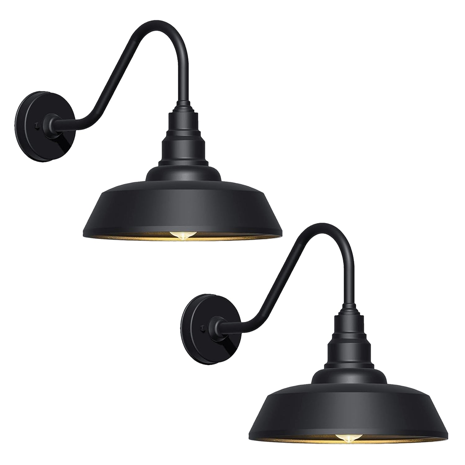 2 pack Dusk to Dawn Barn Light Large Size. Outdoor Waterproof Gooseneck Barn Light