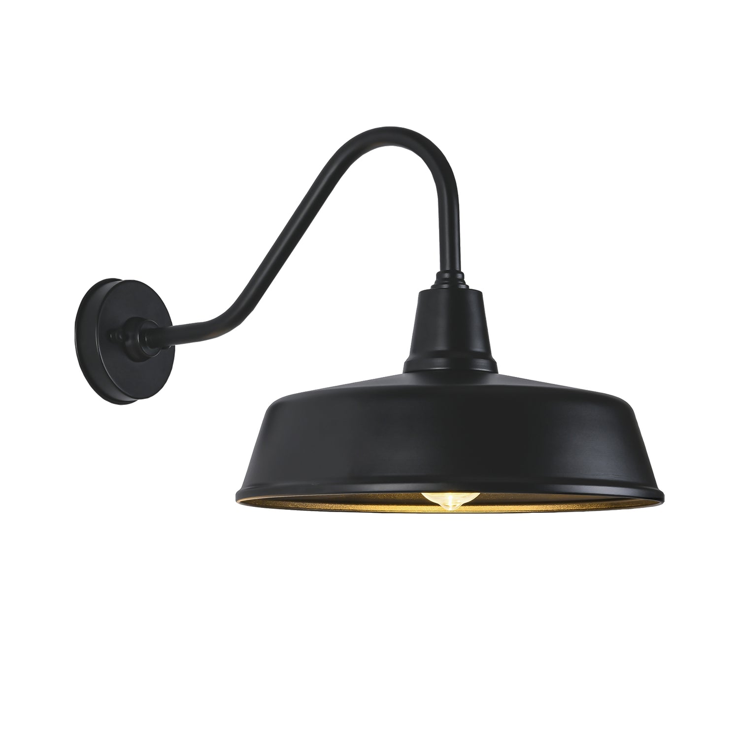 Dusk to Dawn Gooseneck Barn Light – Matte Black Outdoor Wall Fixture