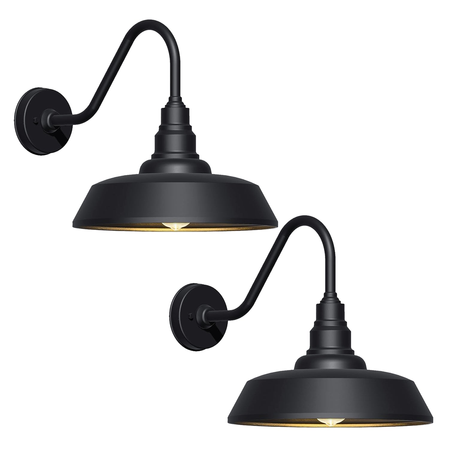 2 pack Dusk to Dawn Barn Light Large Size. Outdoor Waterproof Gooseneck Barn Light