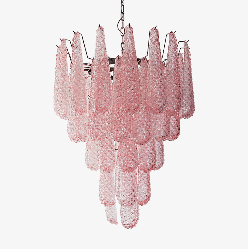 Murano Pink Glass Droplet Chandelier