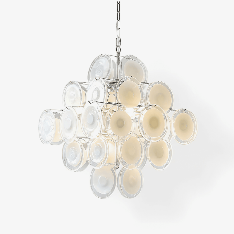 Murano Disc White Glass Chandelier