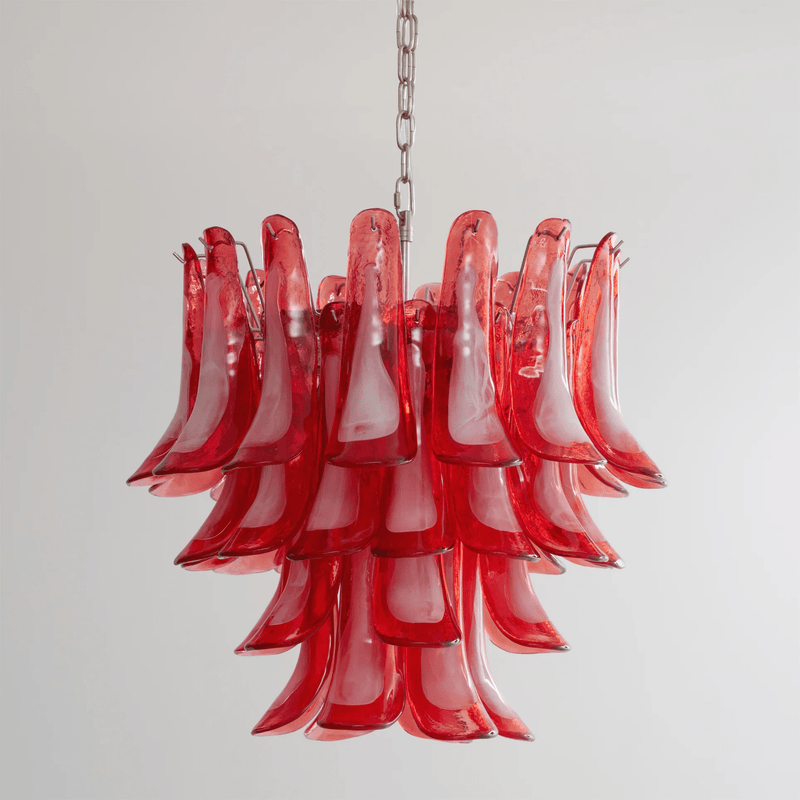 Crimson Glass Murano Petals Chandelier