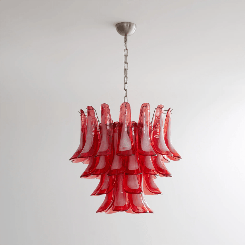 Crimson Glass Murano Petals Chandelier