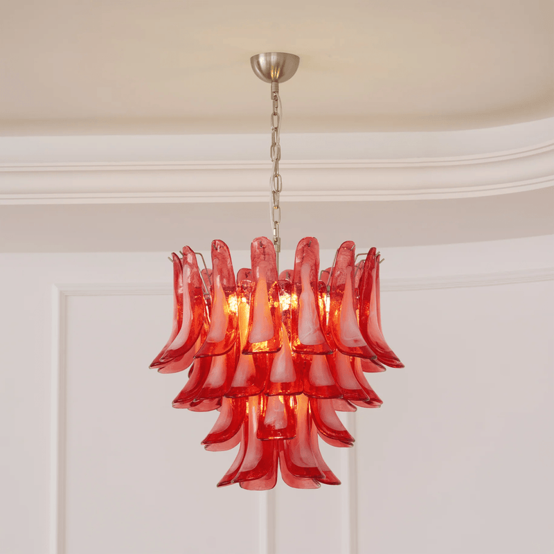 Crimson Glass Murano Petals Chandelier