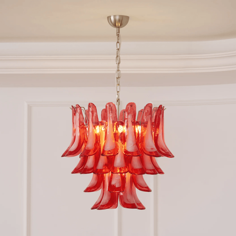 Crimson Glass Murano Petals Chandelier