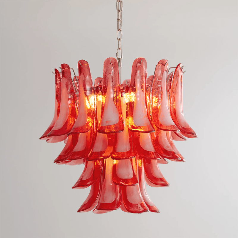 Crimson Glass Murano Petals Chandelier