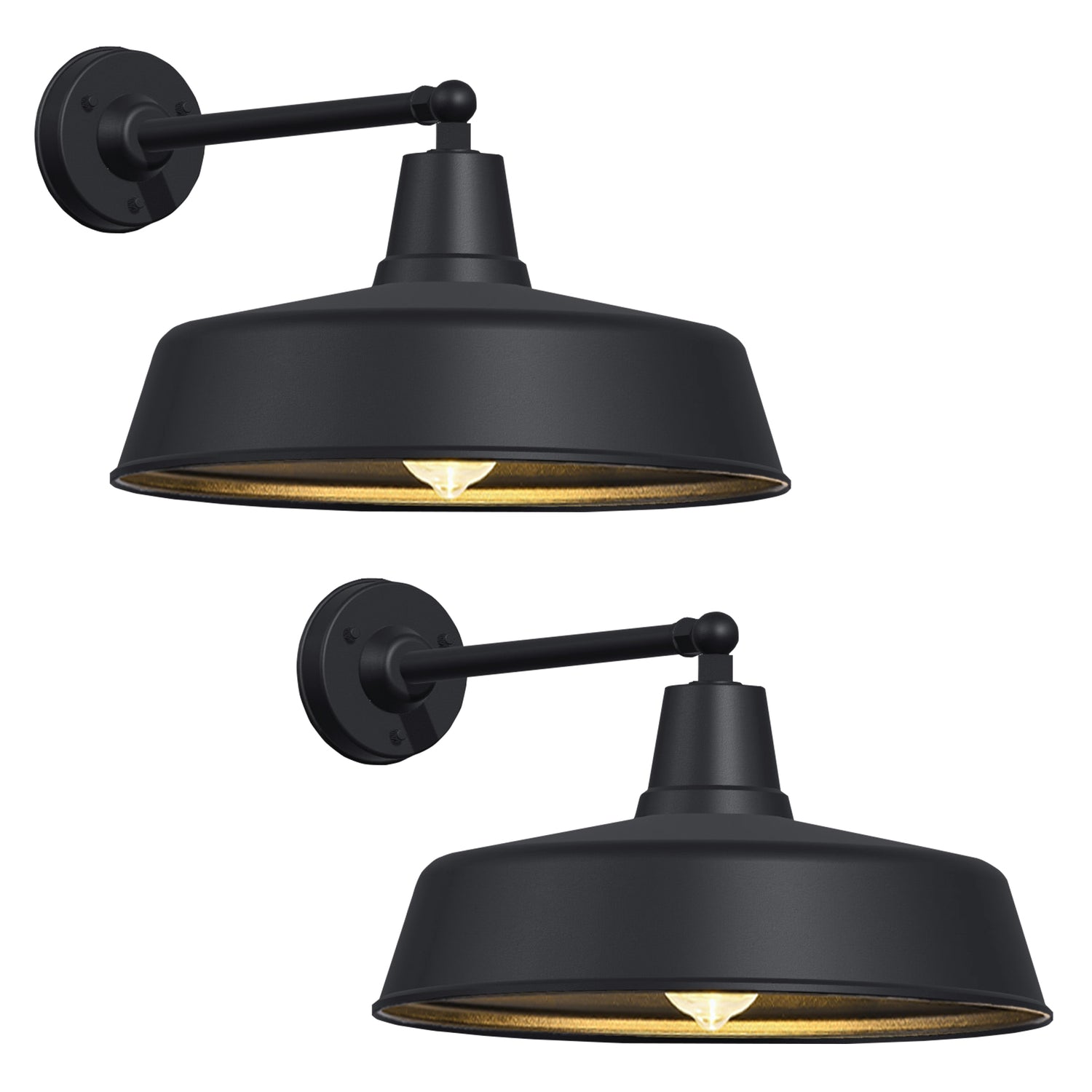 2-Pack Outdoor Wall Lights – Modern Farmhouse Straight Arm Barn Sconces