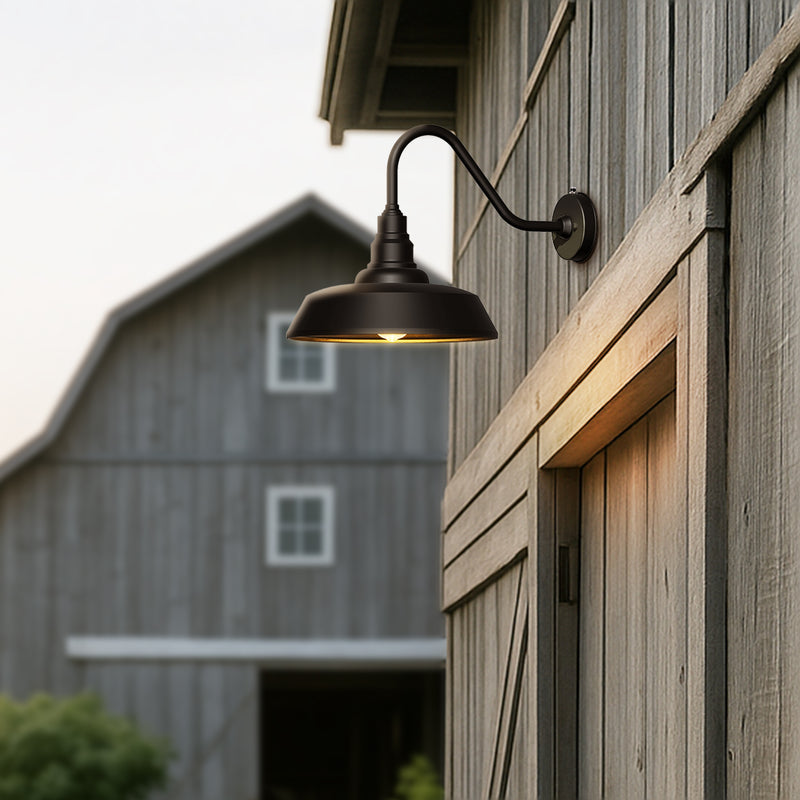 2 pack Dusk to Dawn Barn Light Large Size. Outdoor Waterproof Gooseneck Barn Light