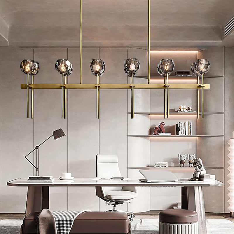 Boule Cristal Double Linear Chandelier 60" - Franing