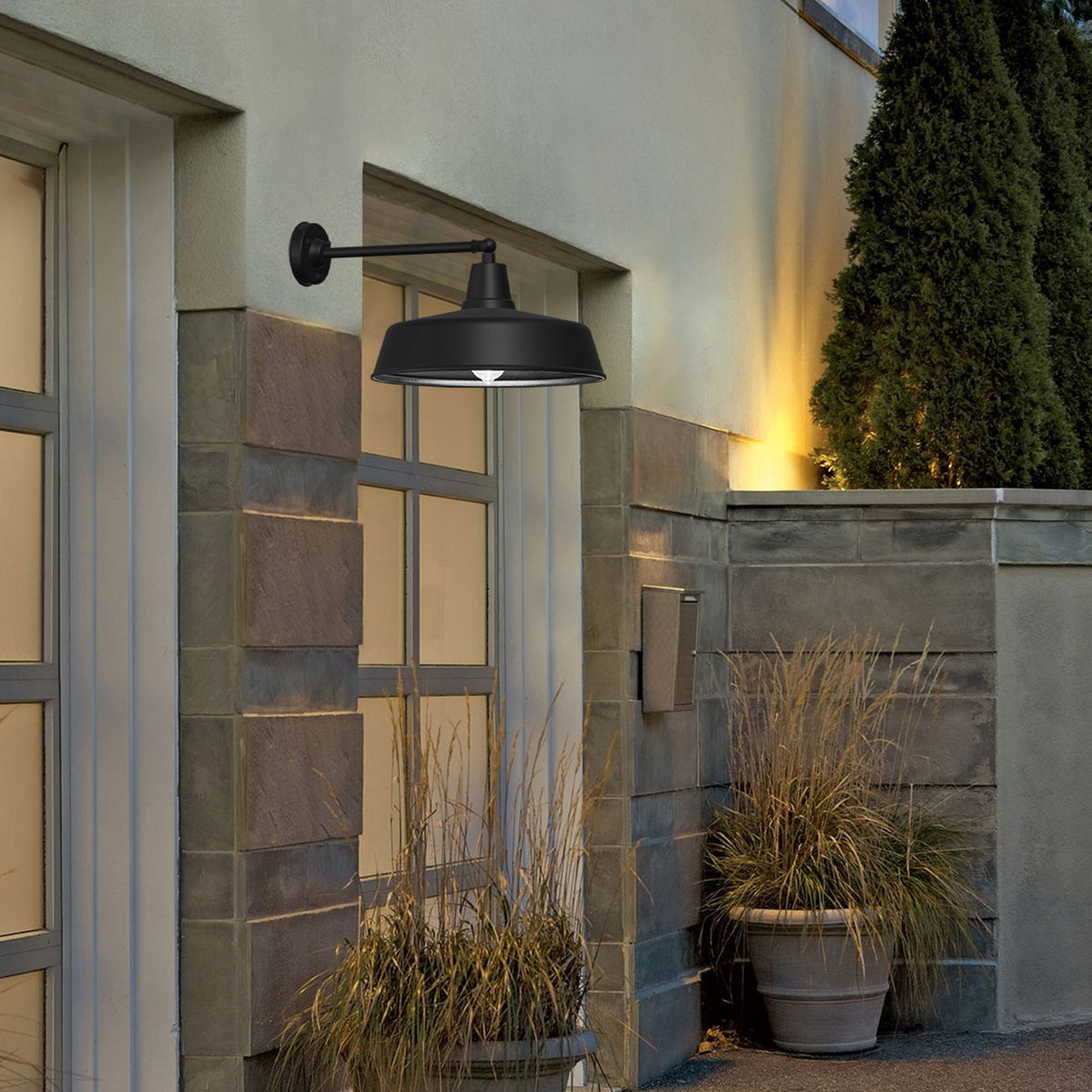 2-Pack Outdoor Wall Lights – Modern Farmhouse Straight Arm Barn Sconces