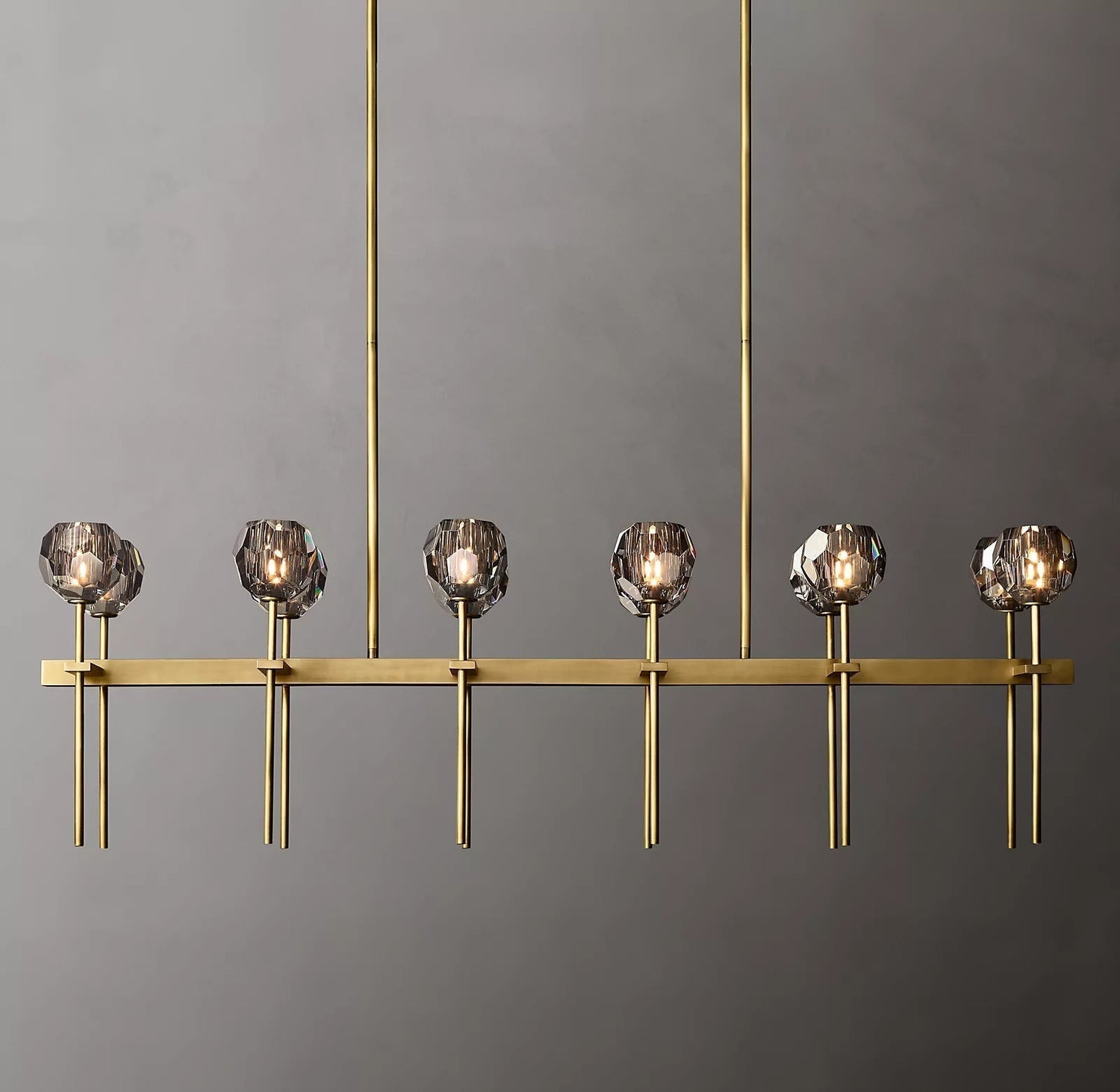 Boule Cristal Double Linear Chandelier 60" - Franing