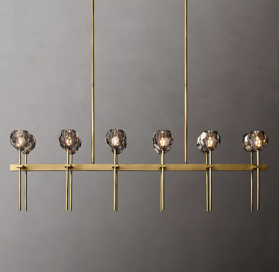 Boule Cristal Double Linear Chandelier 60" - Franing