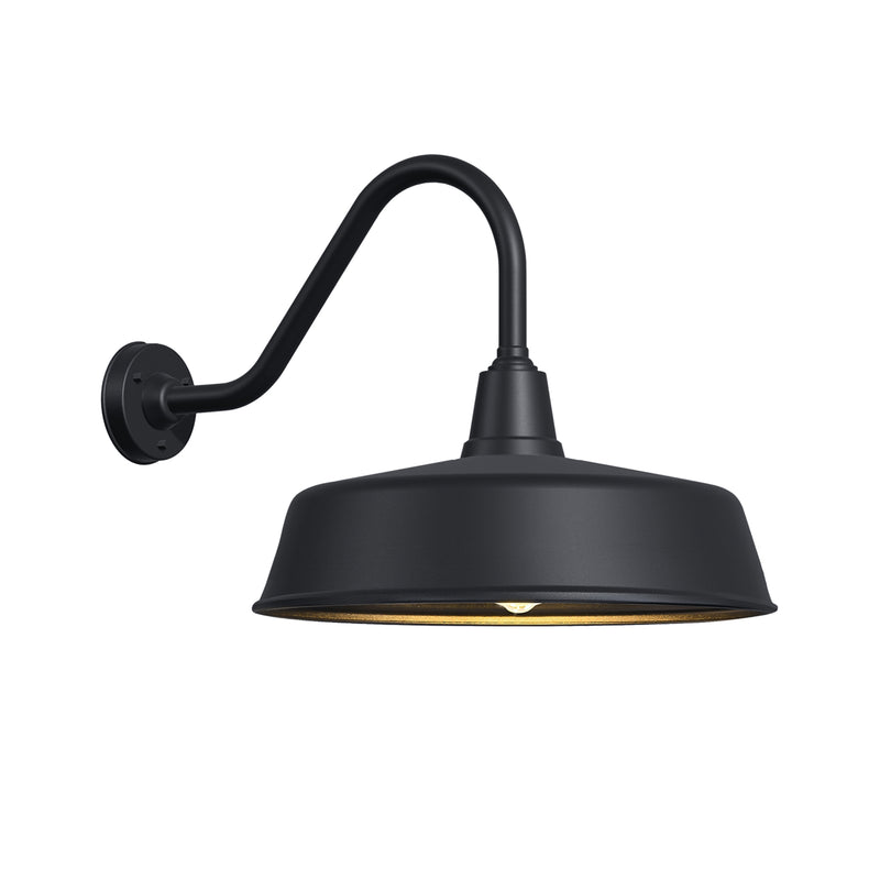 Dusk to Dawn Gooseneck Barn Light – Matte Black Outdoor Wall Fixture