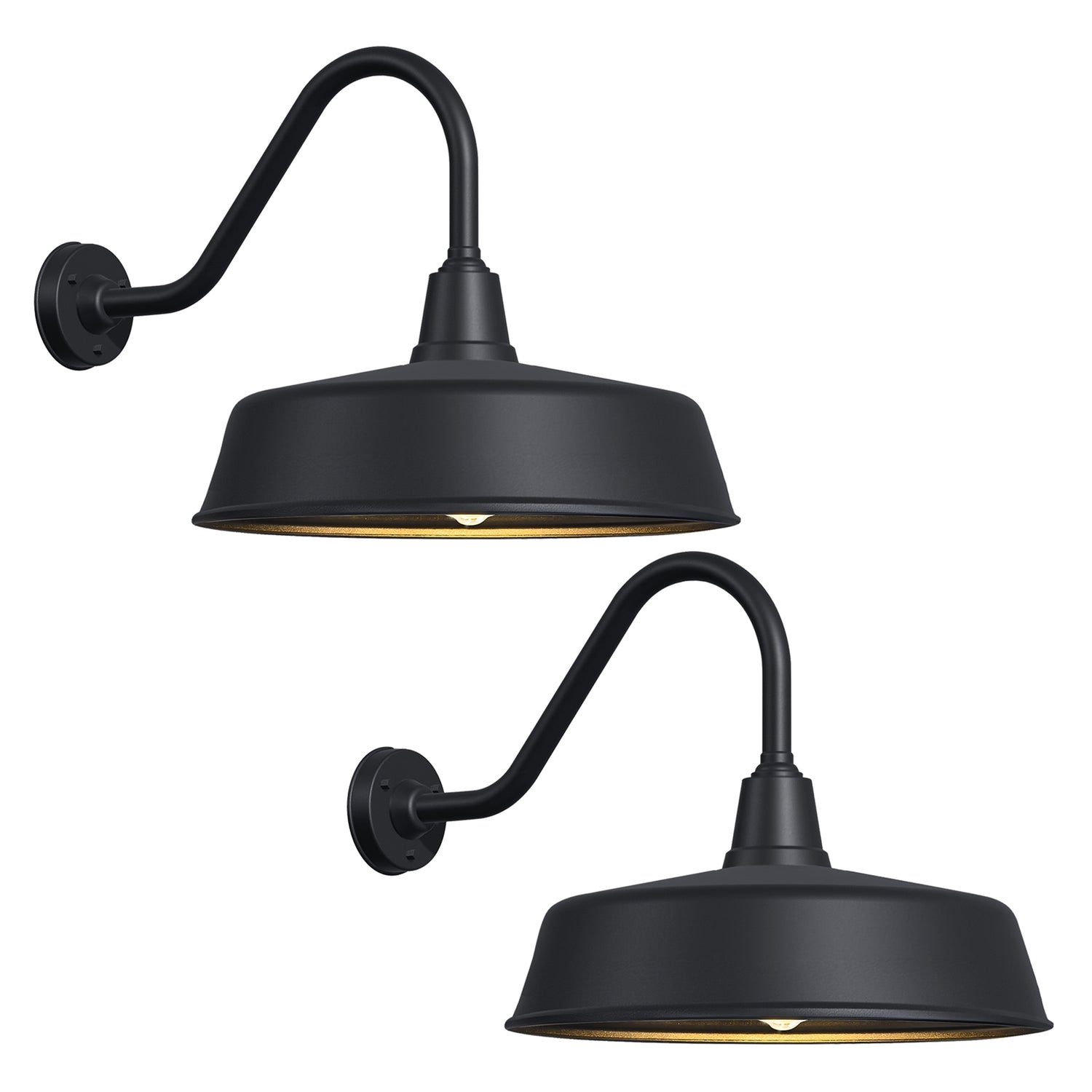 Gooseneck Barn Lights 2-Pack – Dusk to Dawn Outdoor Wall Fixtures Matte Black